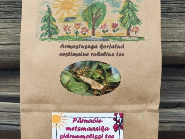 Pärnaõie-metsmaasika-sidrunmelissi tee koos ebaküdooniaga 50 g Pärnaõie-metsmaasika-sidrunmelissi tee koos ebaküdooniaga 50 g