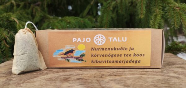 Nurmenukuõie ja kõrvenõgese tee koos kibuvitsamarjadega