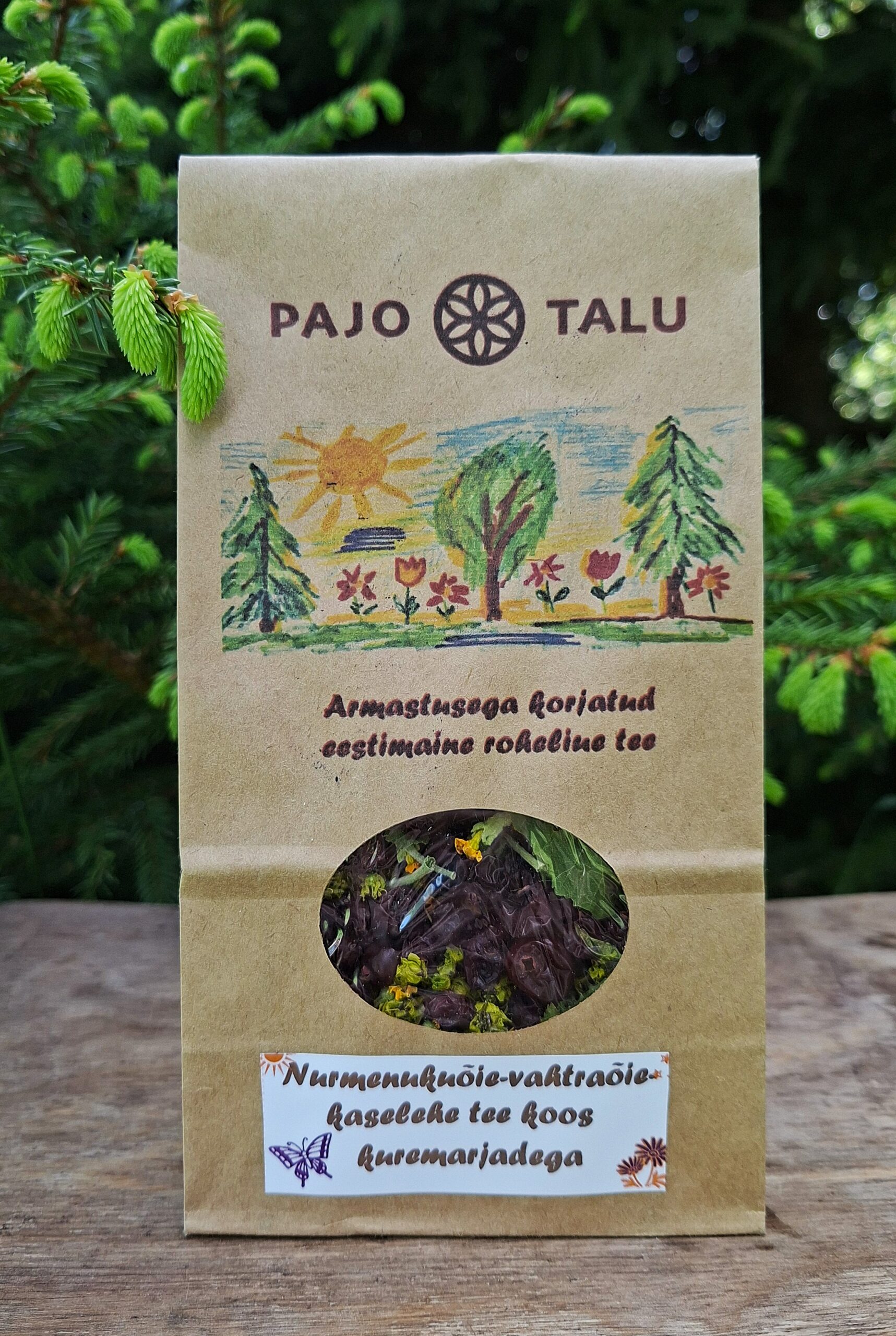 Nurmenukuõie-vahtraõie-kaselehe tee koos kuremarjadega 30g