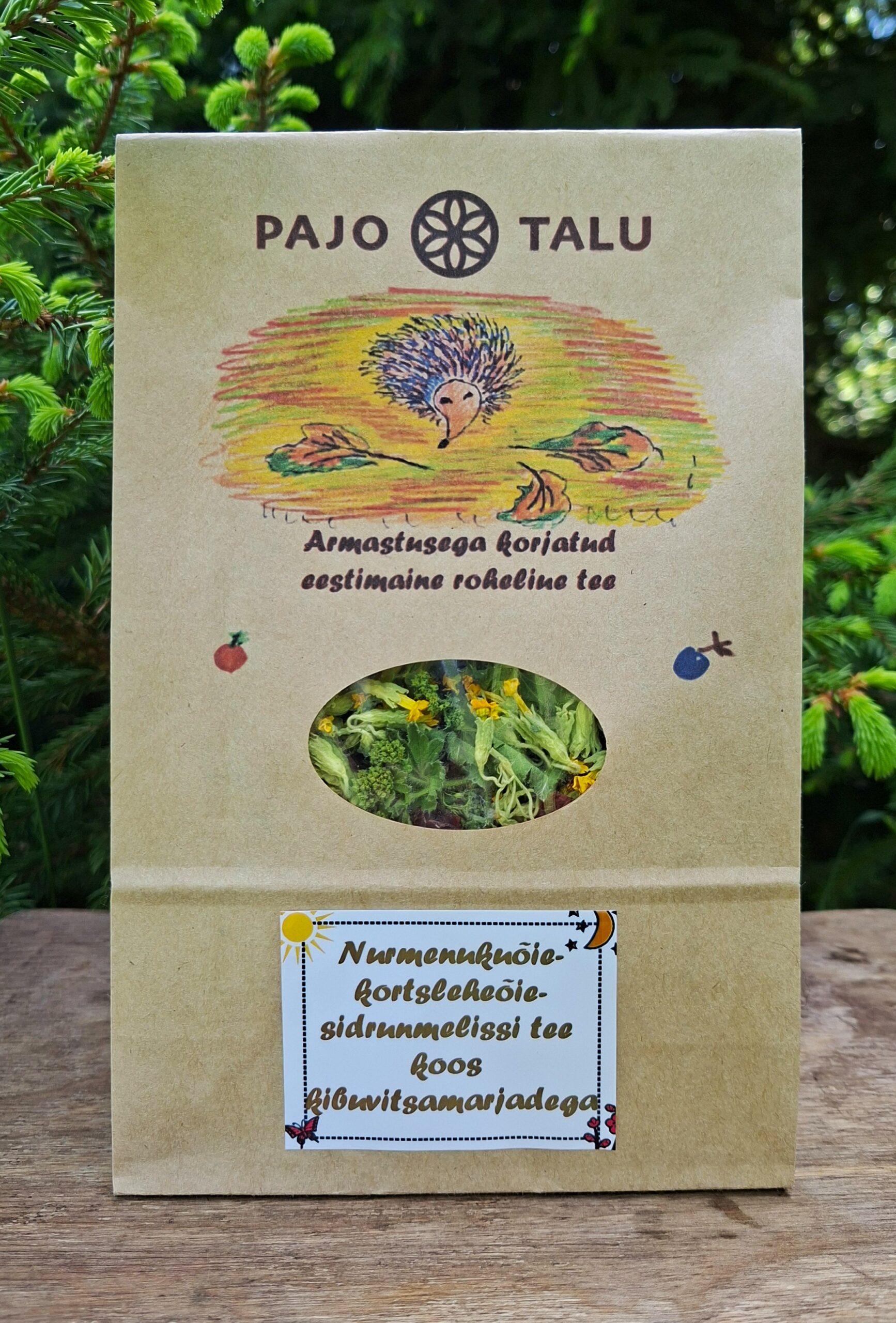 Nurmenukuõie-kortsleheõie-sidrunmelissi tee koos kibuvitsamarjadega 50g